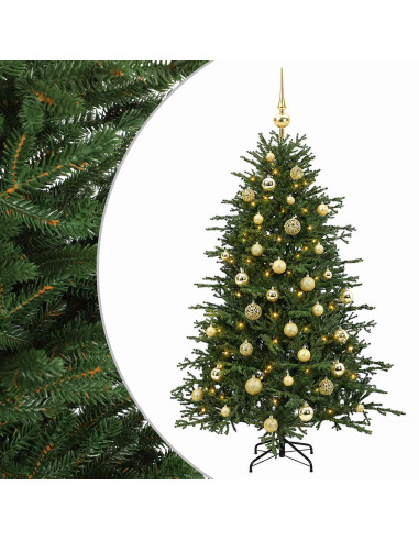 Albero di Natale artificiale con palline 120 cm 150 LED