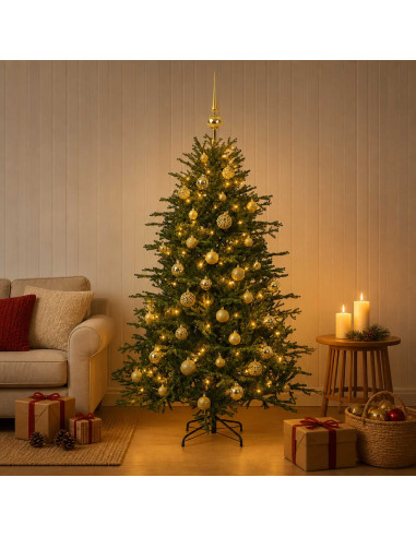 Albero di Natale artificiale con palline 120 cm 150 LED