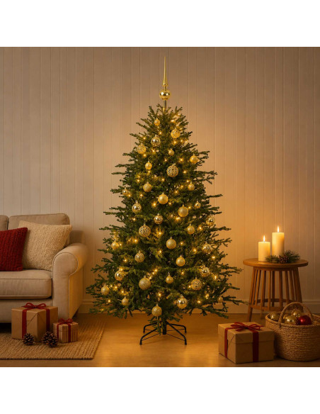Albero di Natale artificiale con palline 120 cm 150 LED