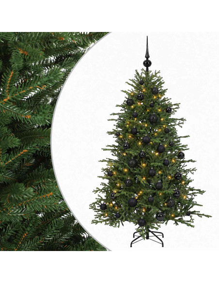 Albero di Natale artificiale con palline 150 cm 150 LED