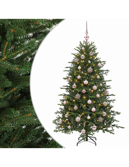 Albero di Natale artificiale con palline 150 cm 150 LED