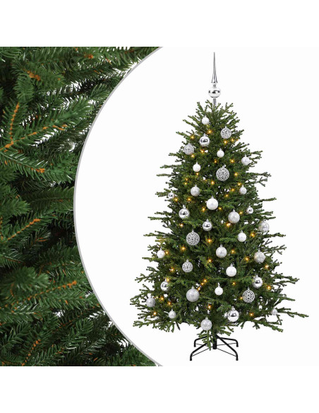Albero di Natale artificiale con palline 120 cm 150 LED