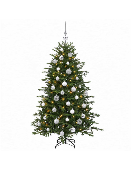 Albero di Natale artificiale con palline 120 cm 150 LED