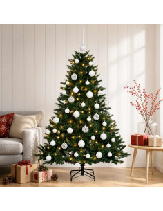 Albero di Natale artificiale con palline 150 cm 150 LED