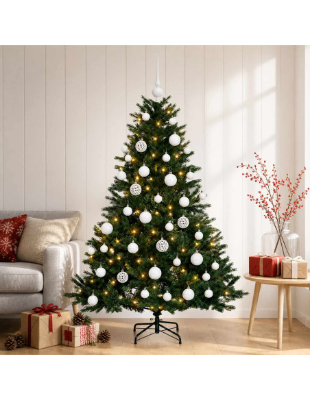 Albero di Natale artificiale con palline 150 cm 150 LED