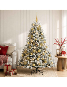 Albero di Natale artificiale con palline 150 cm 150 LED