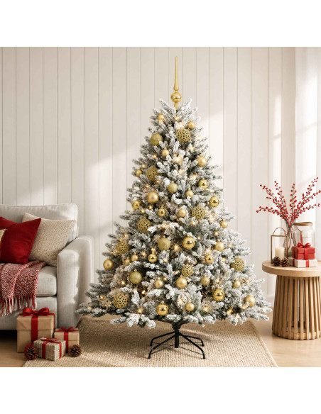 Albero di Natale artificiale con palline 150 cm 150 LED