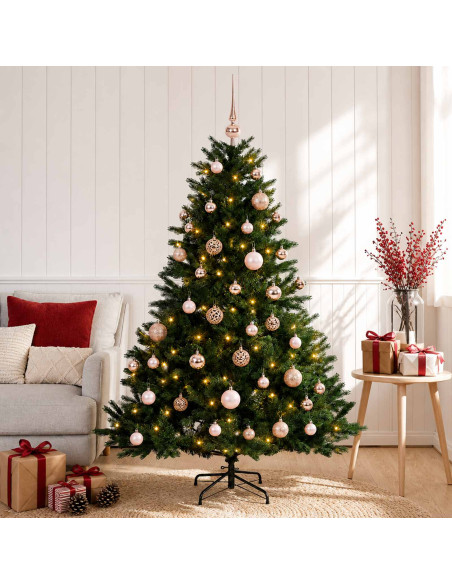 Albero di Natale artificiale con palline 150 cm 150 LED