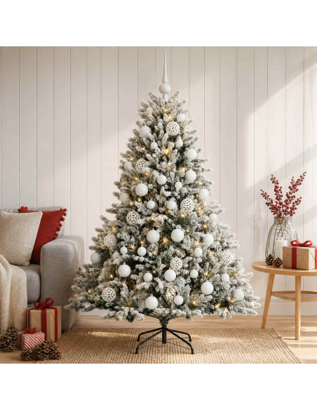 Albero di Natale artificiale con palline 150 cm 150 LED