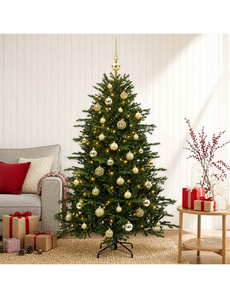 Albero di Natale artificiale con palline 150 cm 150 LED