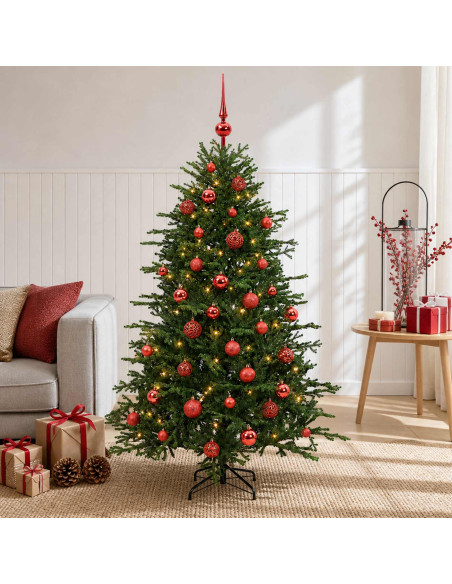 Albero di Natale artificiale con palline 150 cm 150 LED