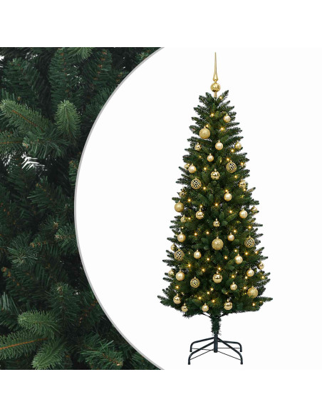 Albero di Natale Artificiale con Palline 150 cm 150 LED