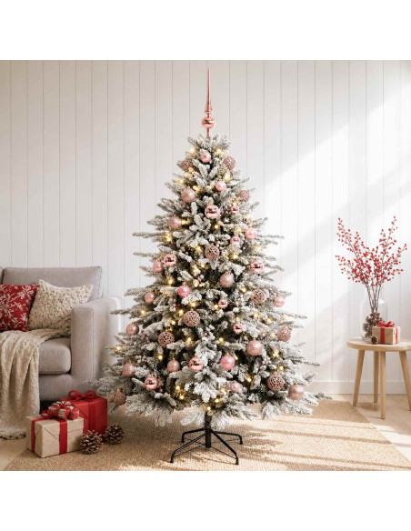 Albero di Natale artificiale con palline 150 cm 150 LED