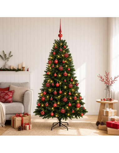 Albero di Natale Artificiale con Palline 150 cm 150 LED