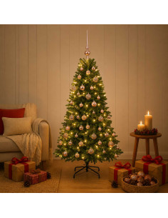 Albero di Natale Artificiale con Palline 150 cm 150 LED