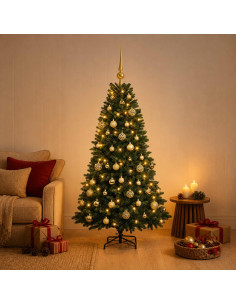 Albero di Natale Artificiale con Palline 150 cm 150 LED