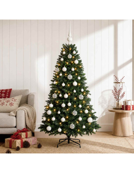 Albero di Natale Artificiale con Palline 150 cm 150 LED
