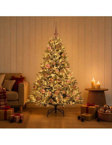 Albero di Natale artificiale con palline 150 cm 150 LED