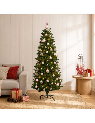 Albero di Natale Artificiale con Palline 150 cm 150 LED