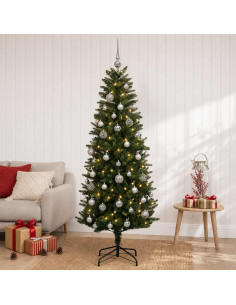 Albero di Natale Artificiale con Palline 150 cm 150 LED