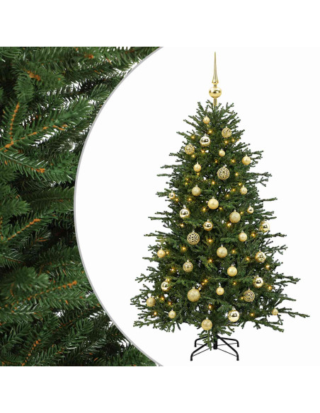Albero di Natale artificiale con palline 150 cm 150 LED