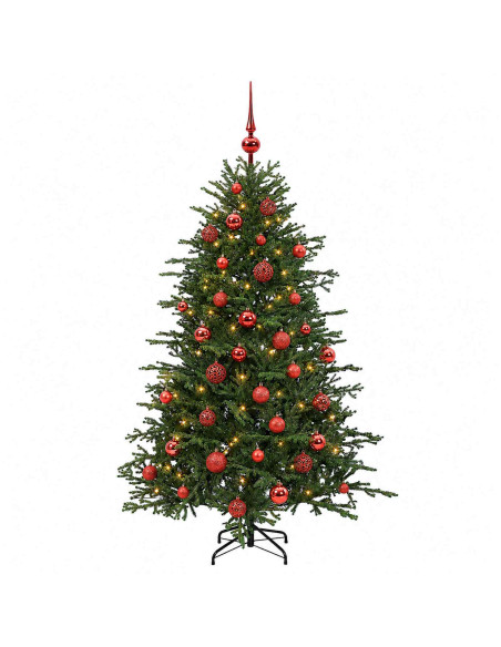 Albero di Natale artificiale con palline 150 cm 150 LED
