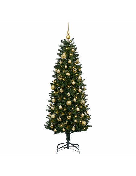 Albero di Natale Artificiale con Palline 150 cm 150 LED