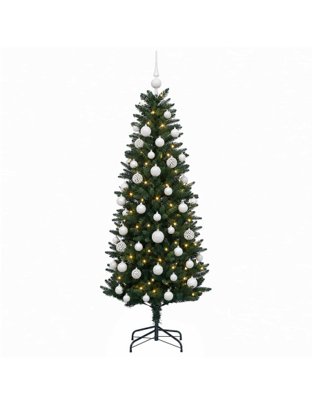 Albero di Natale Artificiale con Palline 150 cm 150 LED