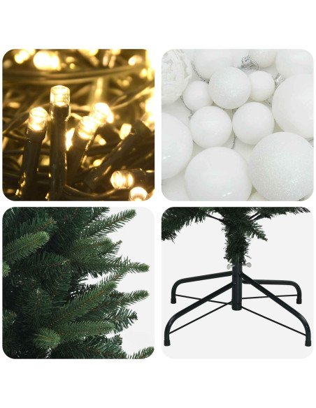 Albero di Natale Artificiale con Palline 150 cm 150 LED