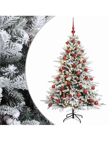Albero di Natale artificiale con palline 150 cm 150 LED