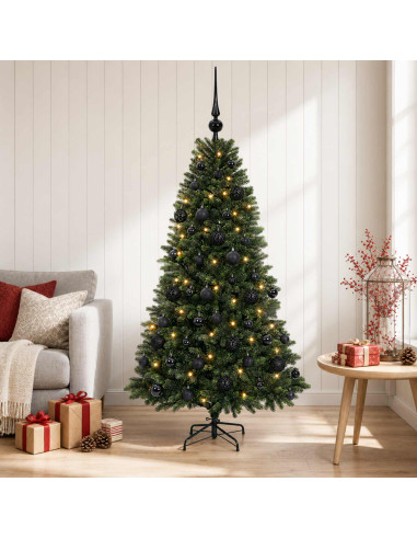 Albero di Natale Artificiale con Palline 150 cm 150 LED