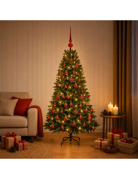 Albero di Natale Artificiale con Palline 150 cm 150 LED
