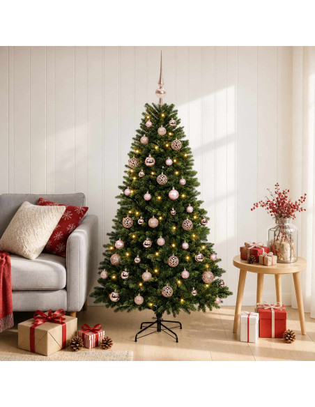 Albero di Natale Artificiale con Palline 150 cm 150 LED
