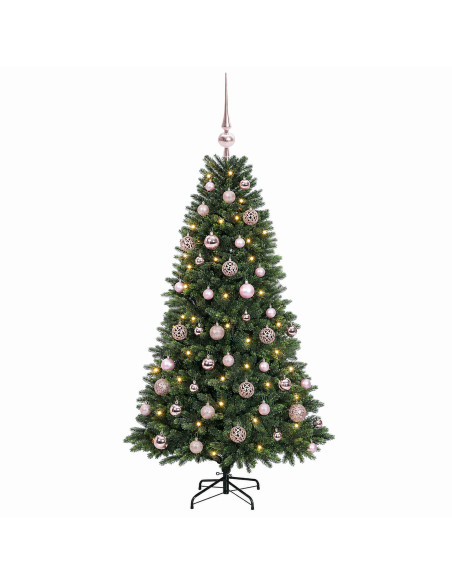 Albero di Natale Artificiale con Palline 150 cm 150 LED