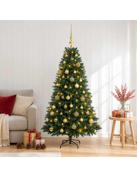 Albero di Natale Artificiale con Palline 150 cm 150 LED