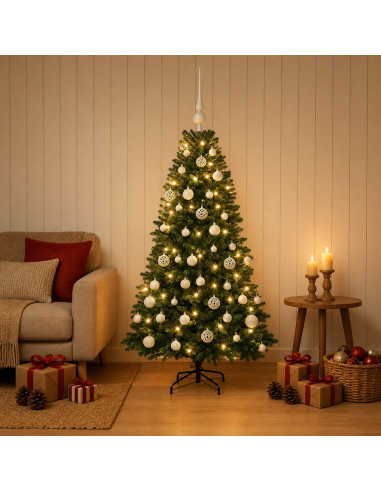 Albero di Natale Artificiale con Palline 150 cm 150 LED