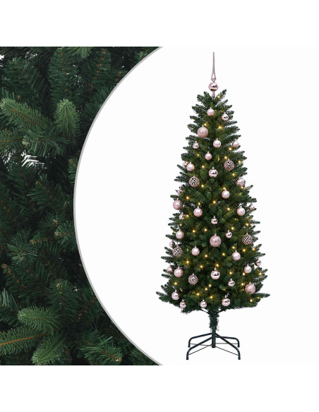 Albero di Natale Artificiale con Palline 150 cm 150 LED