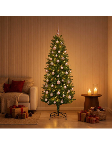 Albero di Natale Artificiale con Palline 150 cm 150 LED
