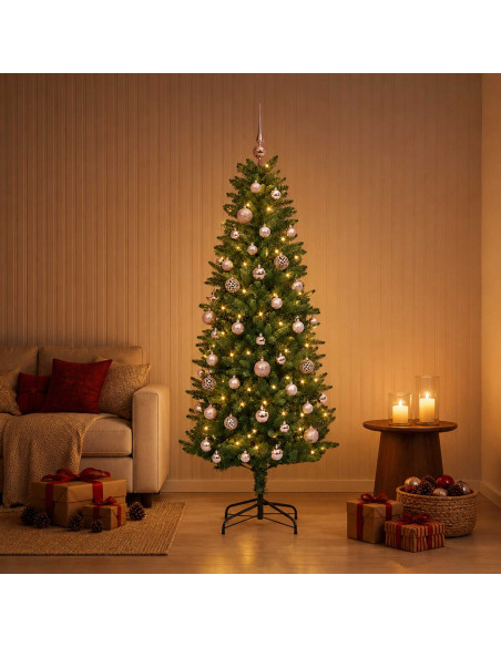 Albero di Natale Artificiale con Palline 150 cm 150 LED