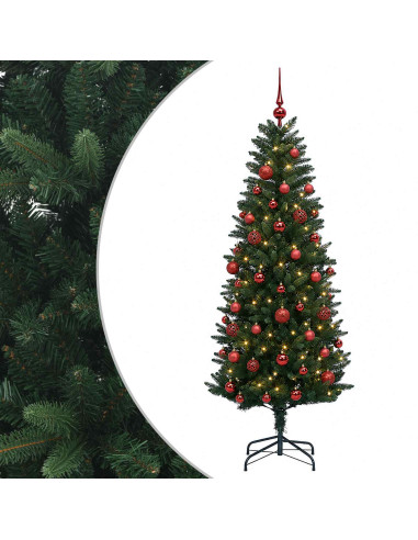 Albero di Natale Artificiale con Palline 150 cm 150 LED