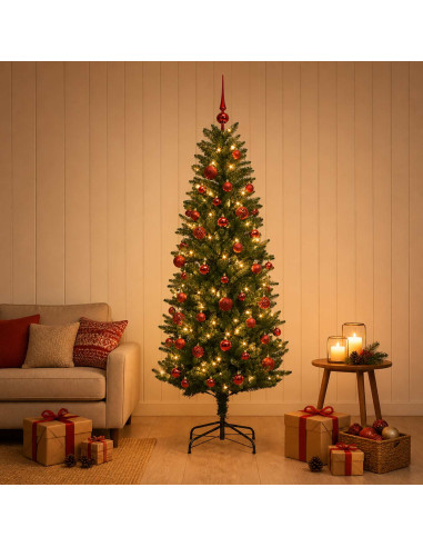 Albero di Natale Artificiale con Palline 150 cm 150 LED