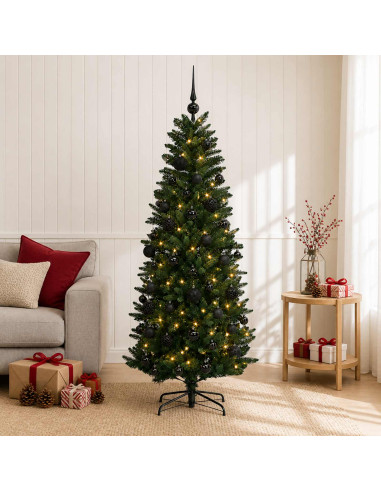 Albero di Natale Artificiale con Palline 150 cm 150 LED
