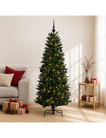 Albero di Natale Artificiale con Palline 150 cm 150 LED