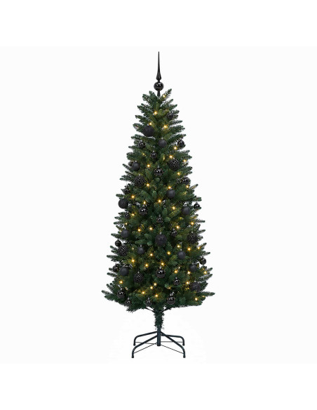 Albero di Natale Artificiale con Palline 150 cm 150 LED