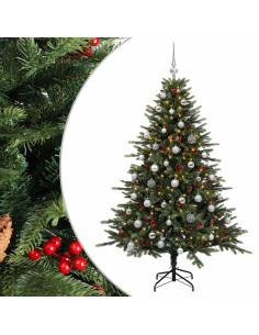 Albero di Natale artificiale con palline 120 cm 150 LED