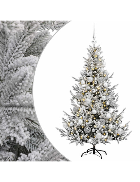 Albero di Natale artificiale con palline 120 cm 150 LED