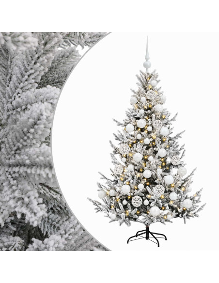 Albero di Natale artificiale con palline 120 cm 150 LED