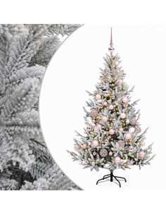 Albero di Natale artificiale con palline 120 cm 150 LED