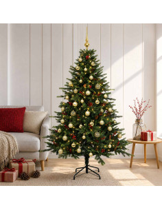 Albero di Natale artificiale con palline 120 cm 150 LED