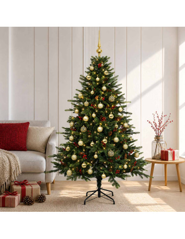Albero di Natale artificiale con palline 120 cm 150 LED